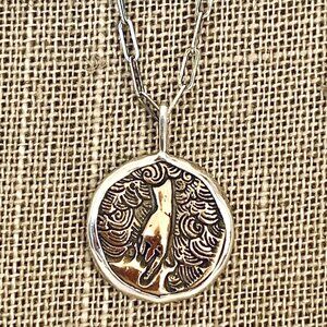 AIR Zodiac Element Sign Symbol Bronze Coin Charm 925 Sterling Silver Necklace